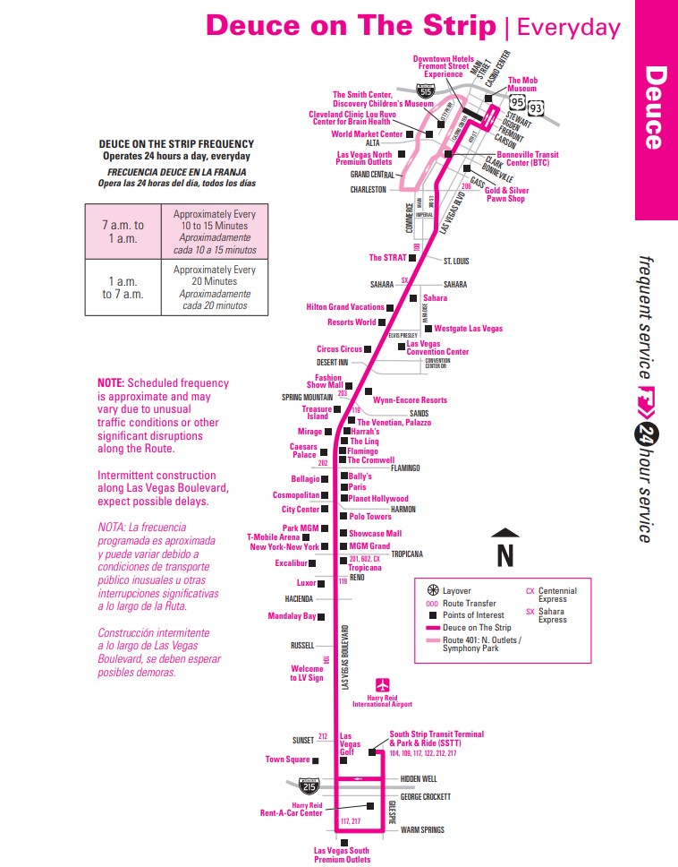 Map of Las Vegas and The Strip - Casinos, Airport, Tram