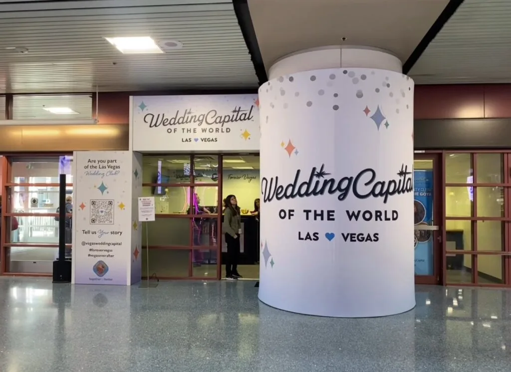 A pop up marriage license booth at the airport. 