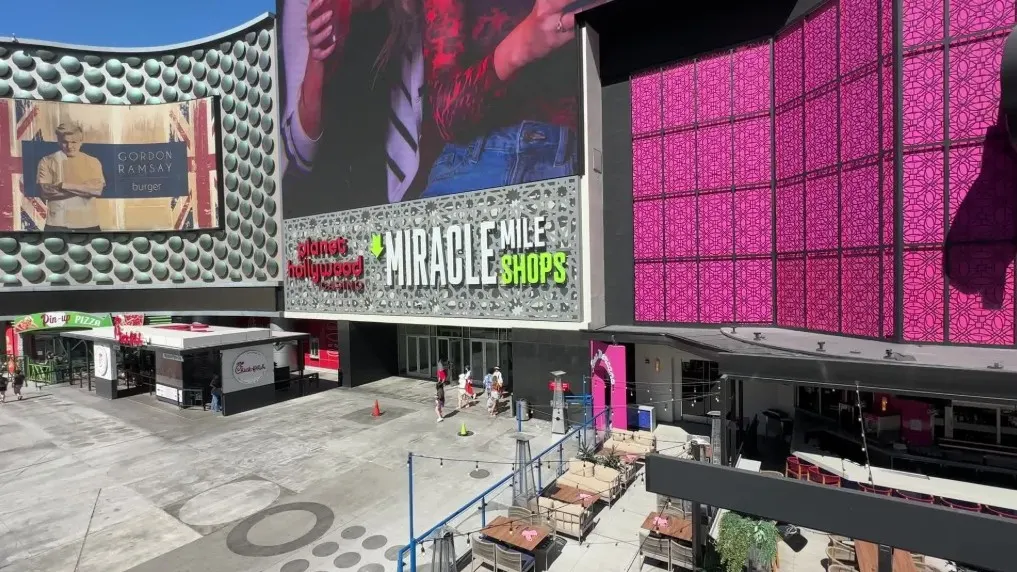 Exterior entrance of the Miracle Mile Shops at Planet Hollywood.
