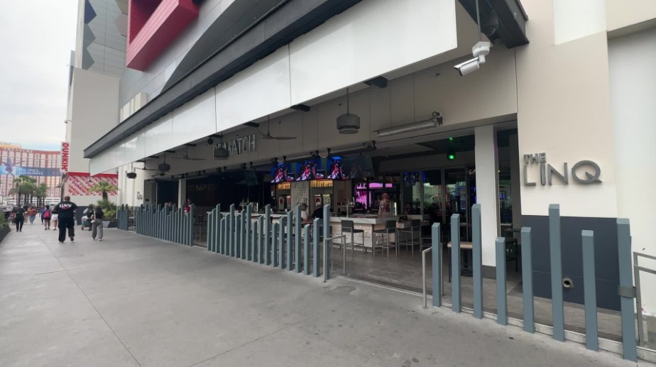 Exterior of ReMatch's outdoor patio along the strip.