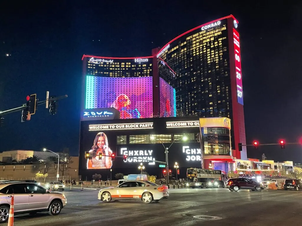 Exterior screens at Resorts World Las Vegas