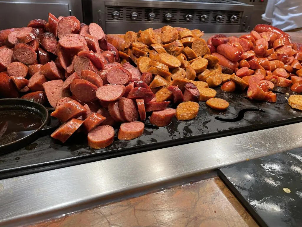 Sliced Sausages along the buffet