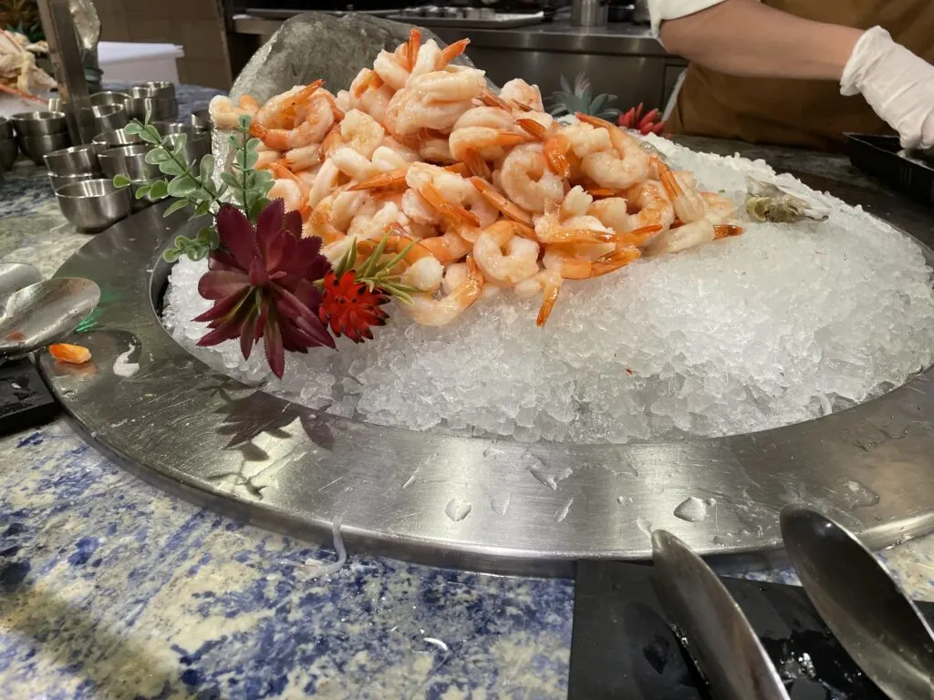 A pile of shrimp on ice