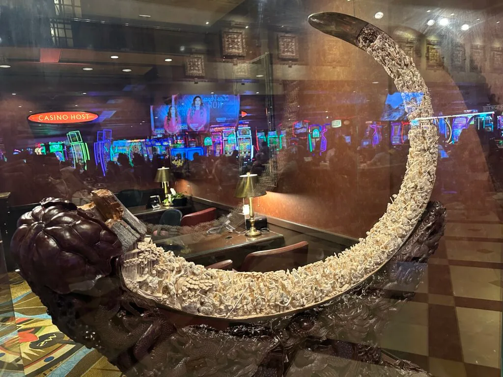 A wooly mammouth tusk, intricately carved. 