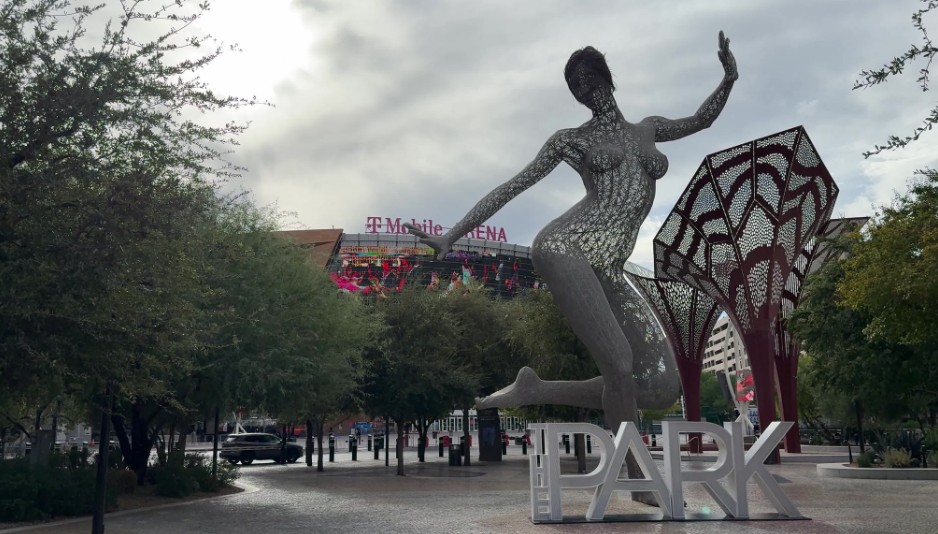 Bliss Dance, a statue of a dancer in The Park.