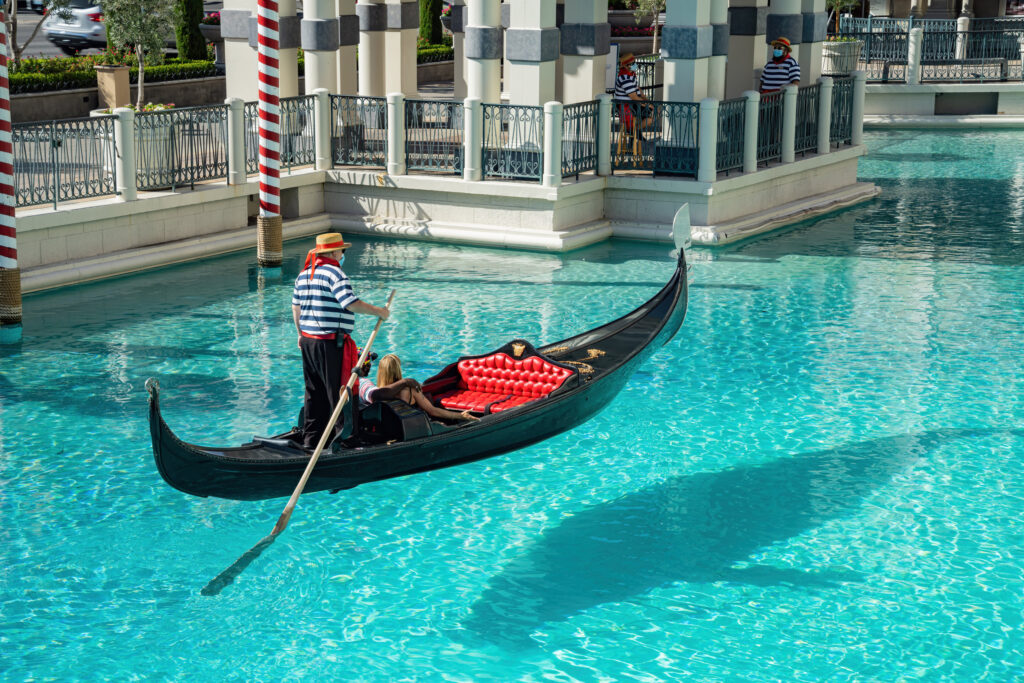 Gondola in the water at Venetian Las Vegas