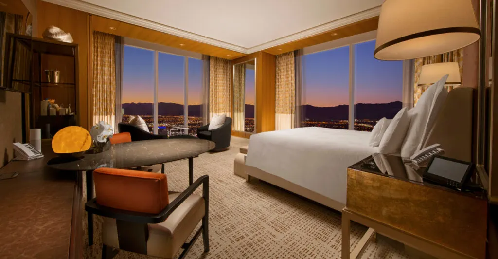 A renovated panoramic king hotel room at Wynn Las Vegas