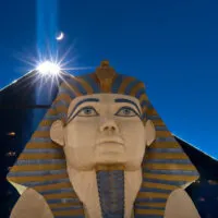 Luxor Las Vegas exterior with sphinx in the foreground