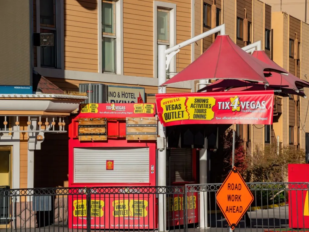 Exterior of one of the numerous Tix4Vegas locations on the Strip.