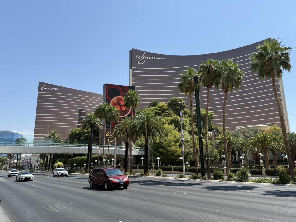 Exterior of Wynn and Encore from across the street.