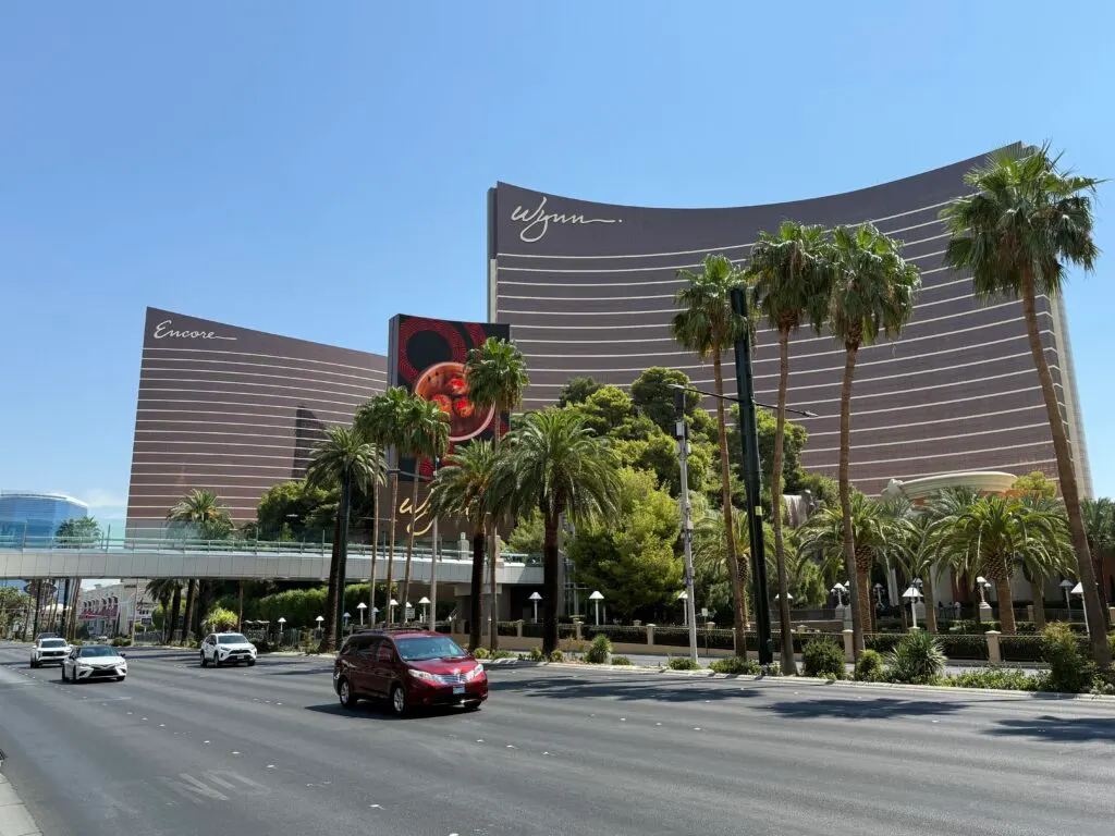 Exterior of Wynn and Encore from across the street.