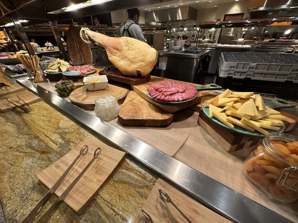 A selection of meats and cheeses at Wicked Spoon.