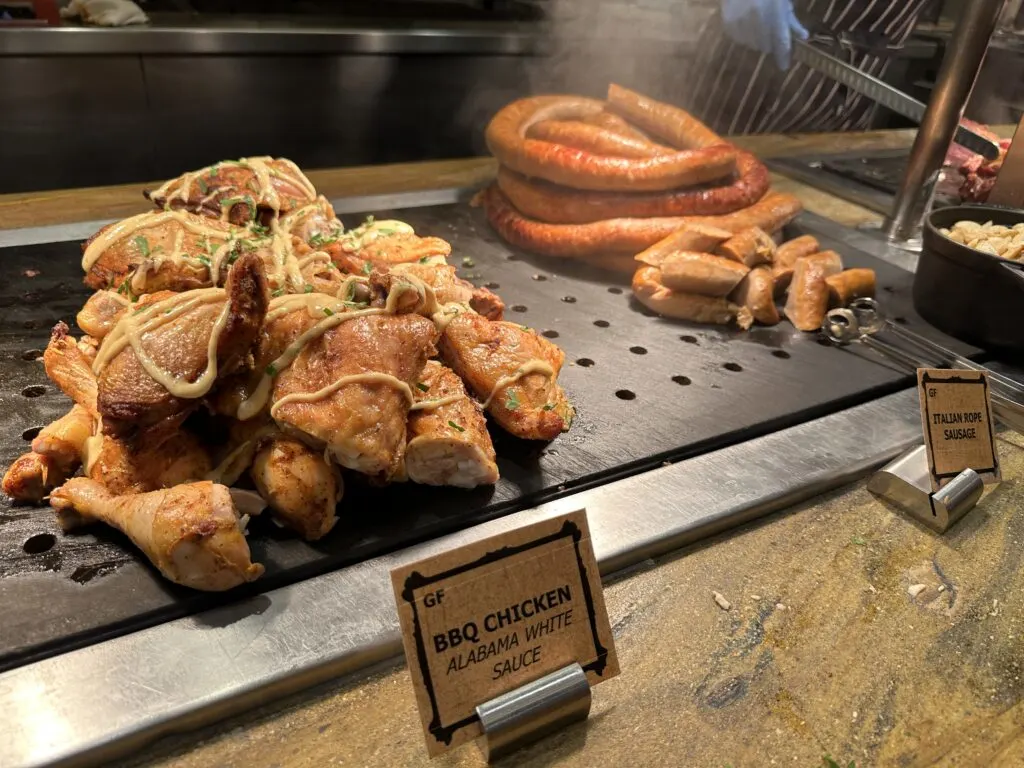 Sausage and Chicken at the carving table. 