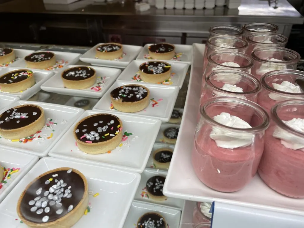 Assorted desserts on plates