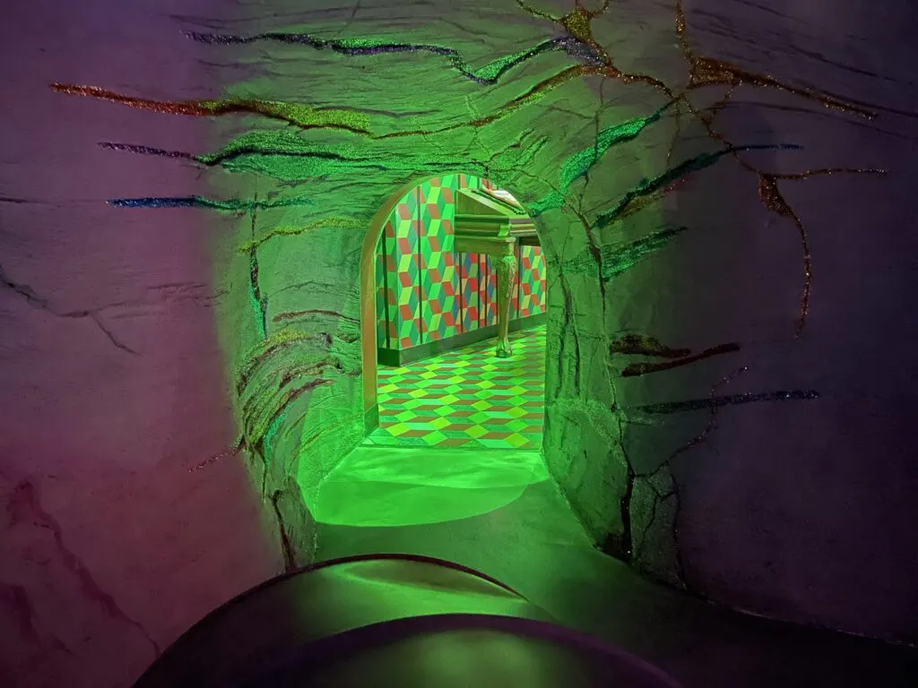 An illuminated cave like passageway