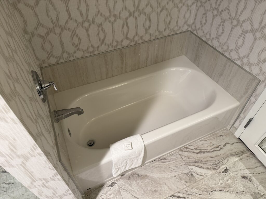 A basic, one person bathtub. 