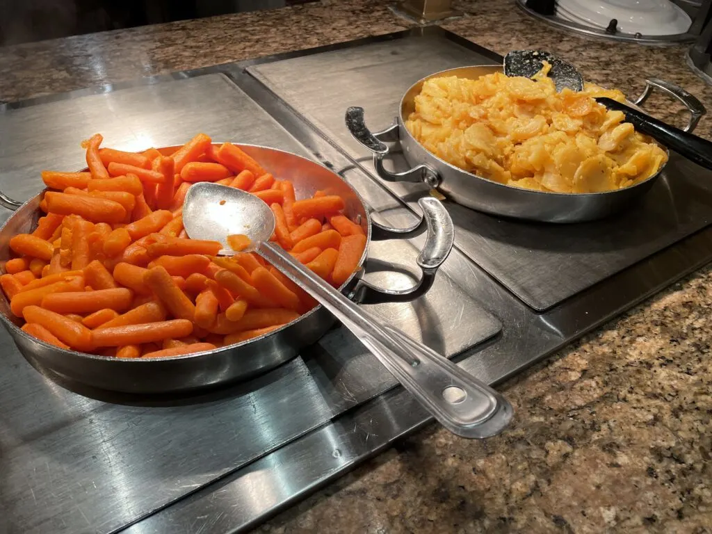 cooked carrots and au gratin potatoes