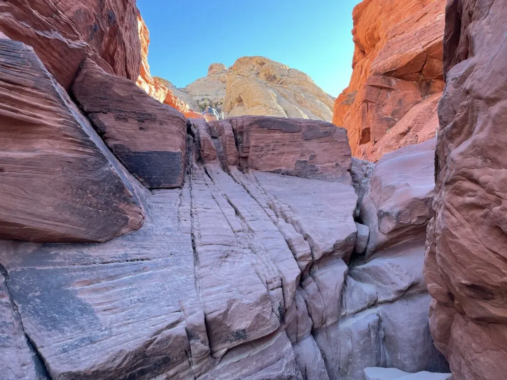 Red sandstone on the trail