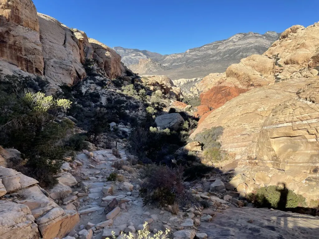 View of distant mountains from an elevated part of the trail