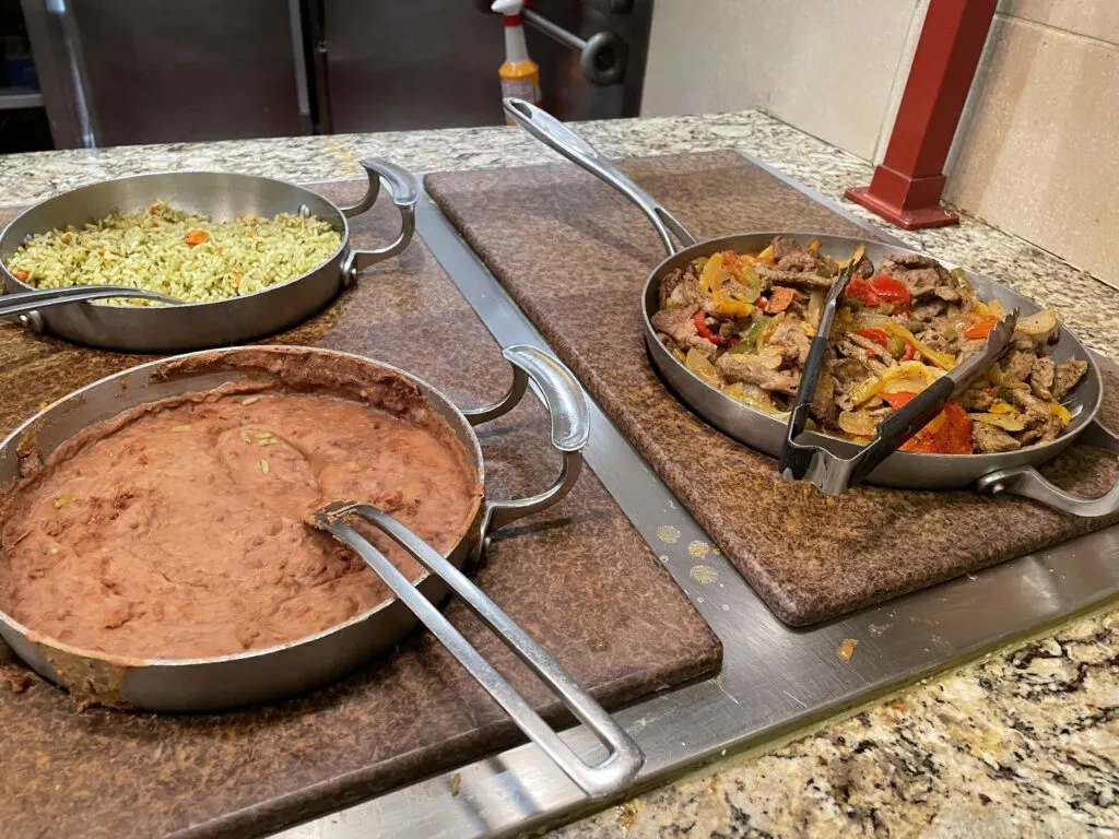 enchiladas and re-fried beans