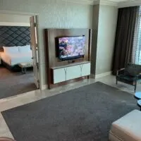 Living Room TV with Bedroom in the background