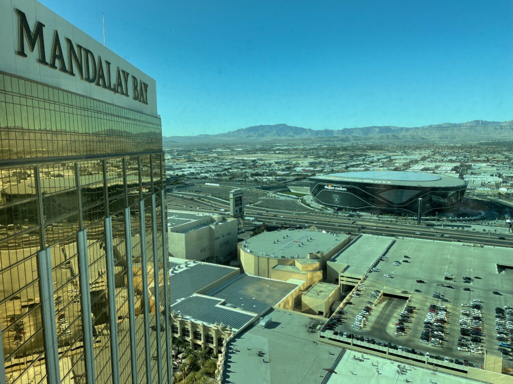 View of Las Vegas and mountains in the background