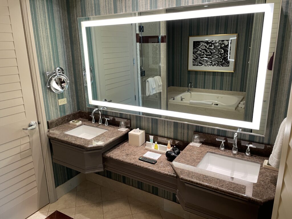 Dual vanity and backlit mirror