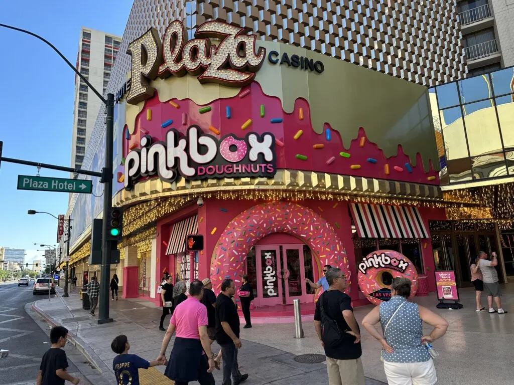 Exterior of Pinkbox at Plaza. 