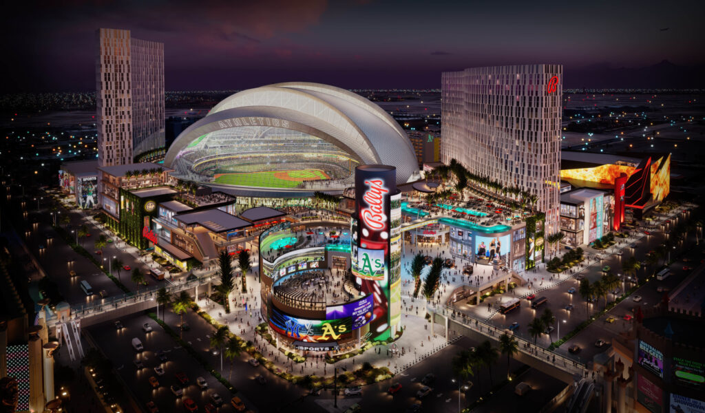 Rendering of the former Tropicana Las Vegas site, which will hold a baseball stadium and integrated resort.