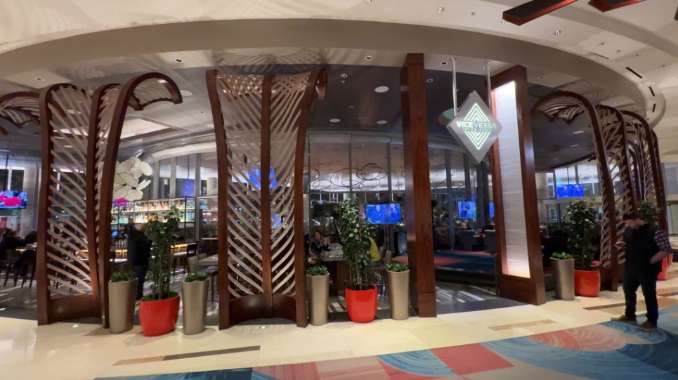 Exterior of Vice Versa from the hotel lobby. 