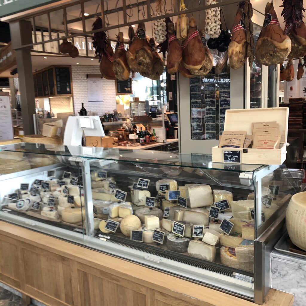 Cheeses for sale at Eataly