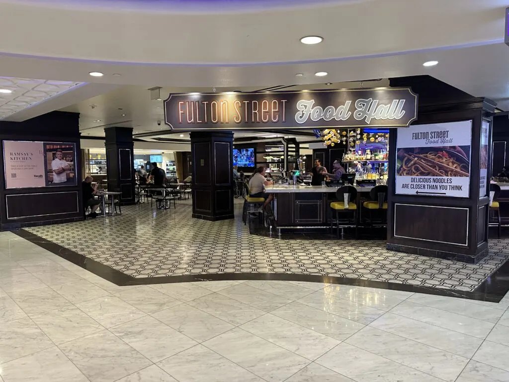 Fulton Street Food Hall's Entrance at Harrah's.