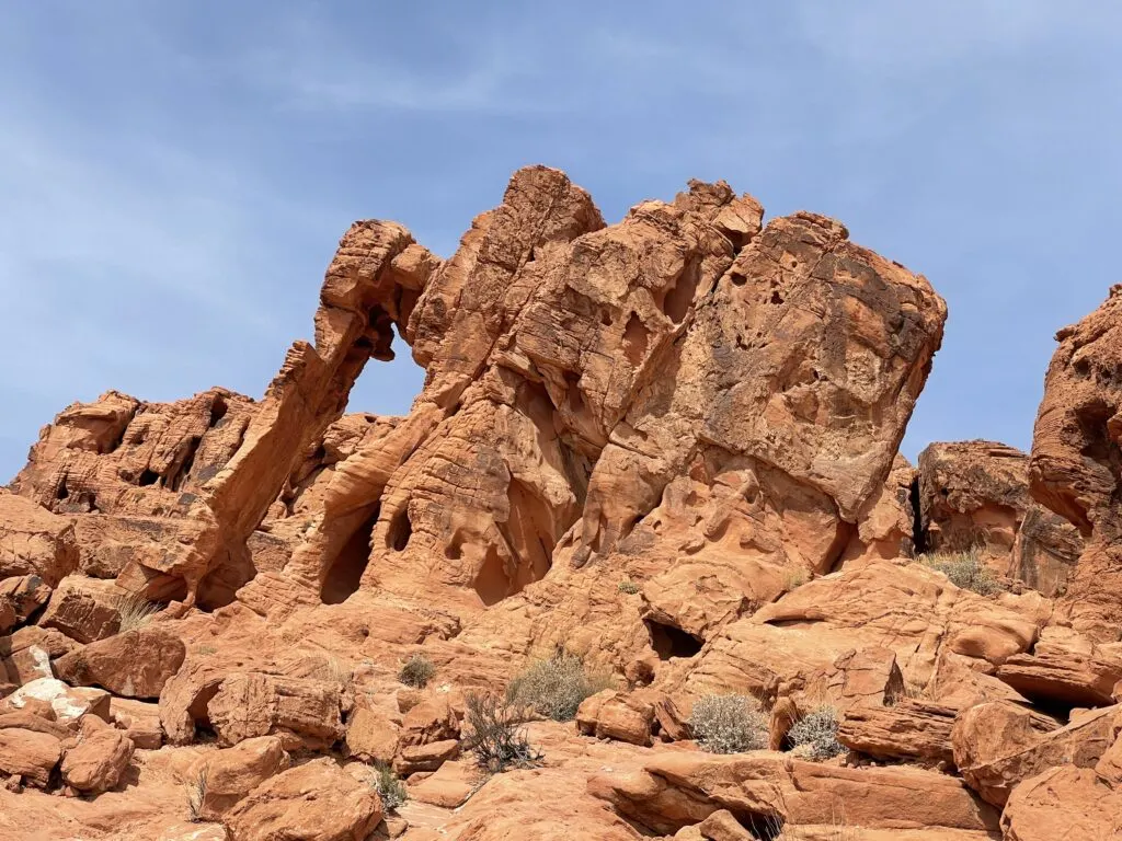 A red rock formation that resembles an elephant