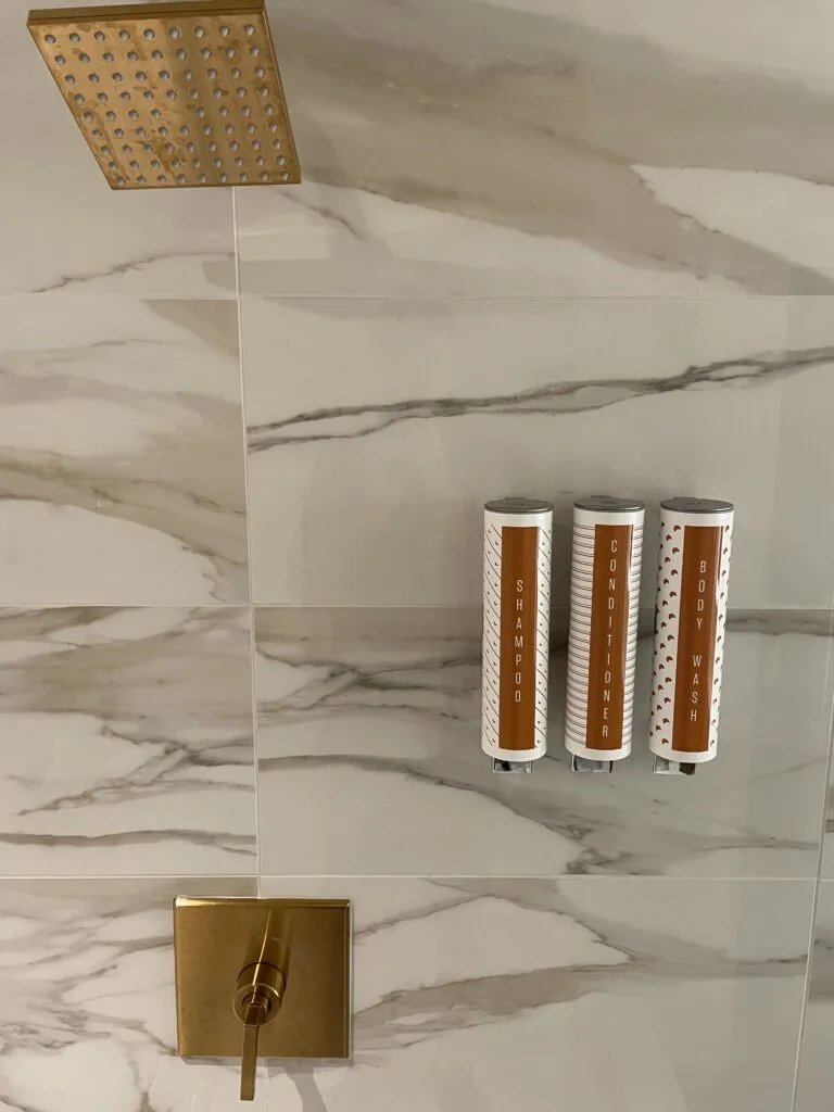 Bath products and fixtures within the shower