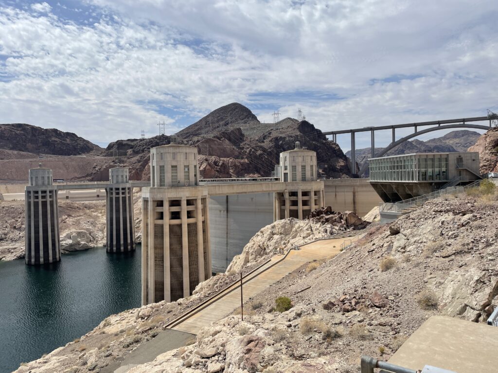 Hoover Dam photographed from behind