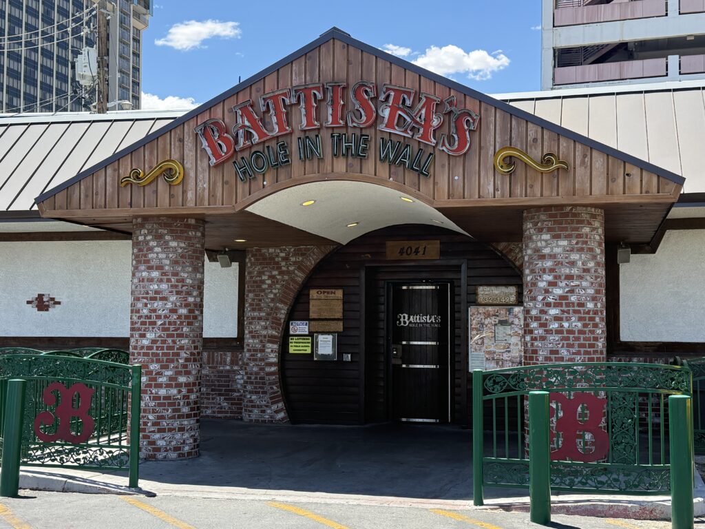 Exterior entrance of Battista's Hole in the Wall.