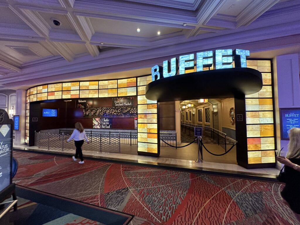 Entrance to Bellagio's buffet from the casino floor. 