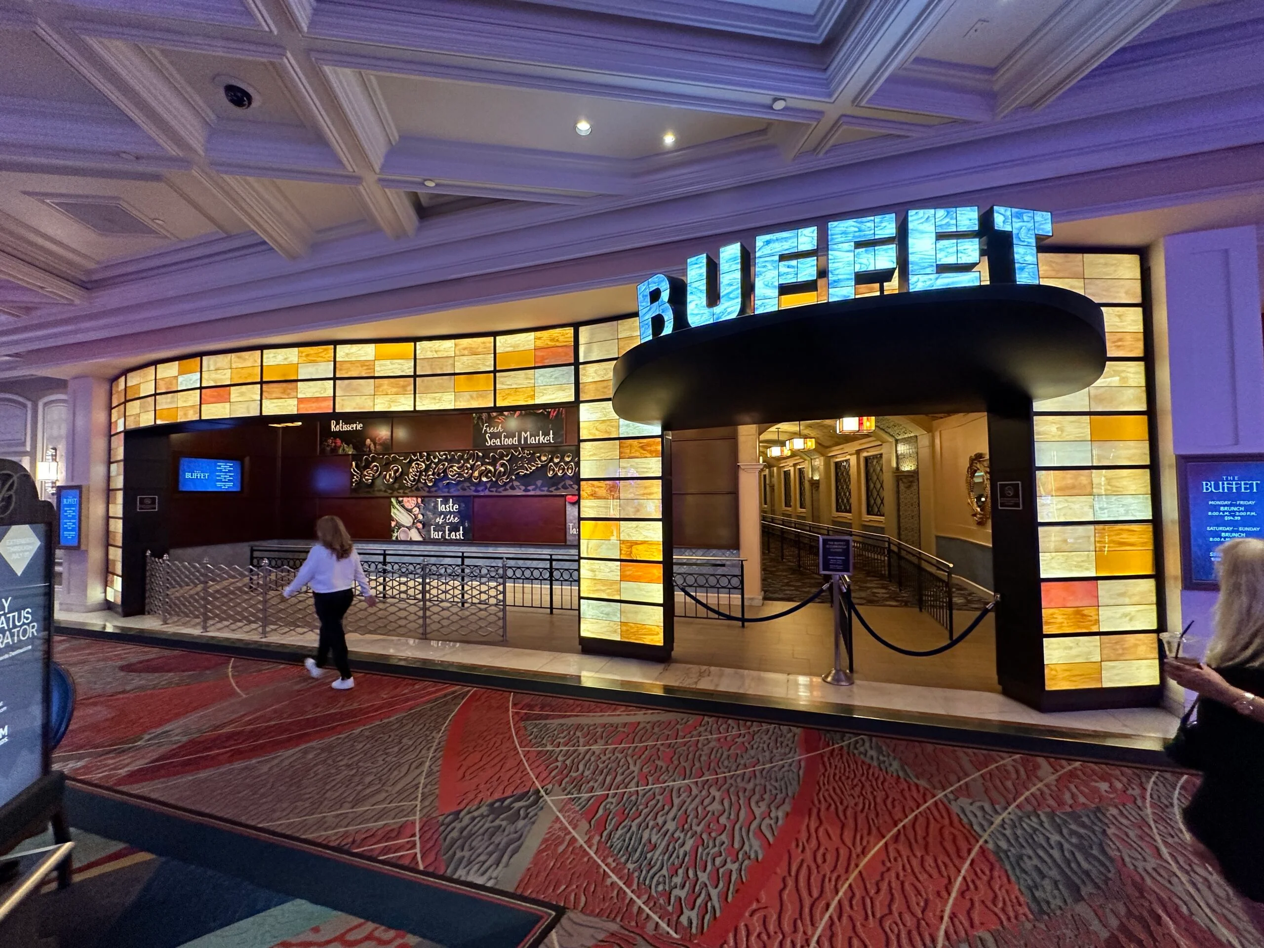 Entrance to Bellagio's buffet from the casino floor.