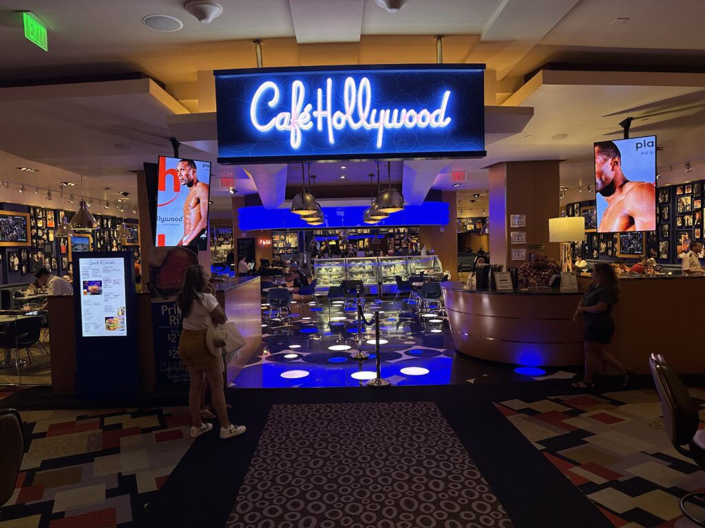 Exterior of Cafe Hollywood at Planet Hollywood.
