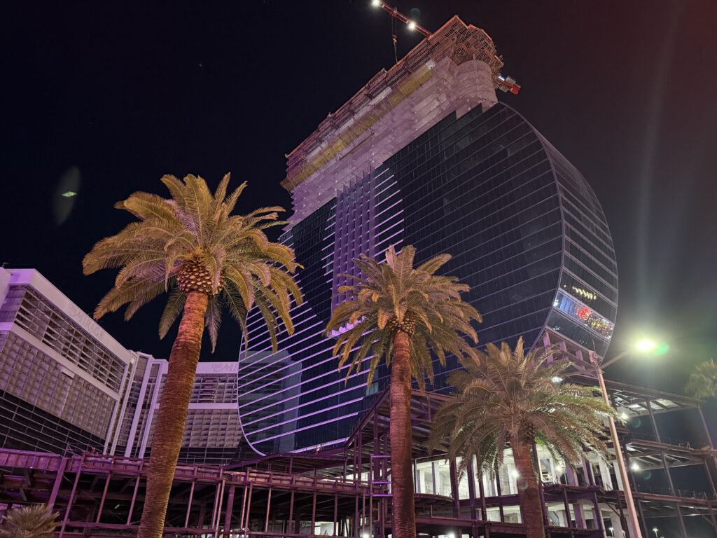 Hard Rock's new guitar shaped hotel tower under construction.