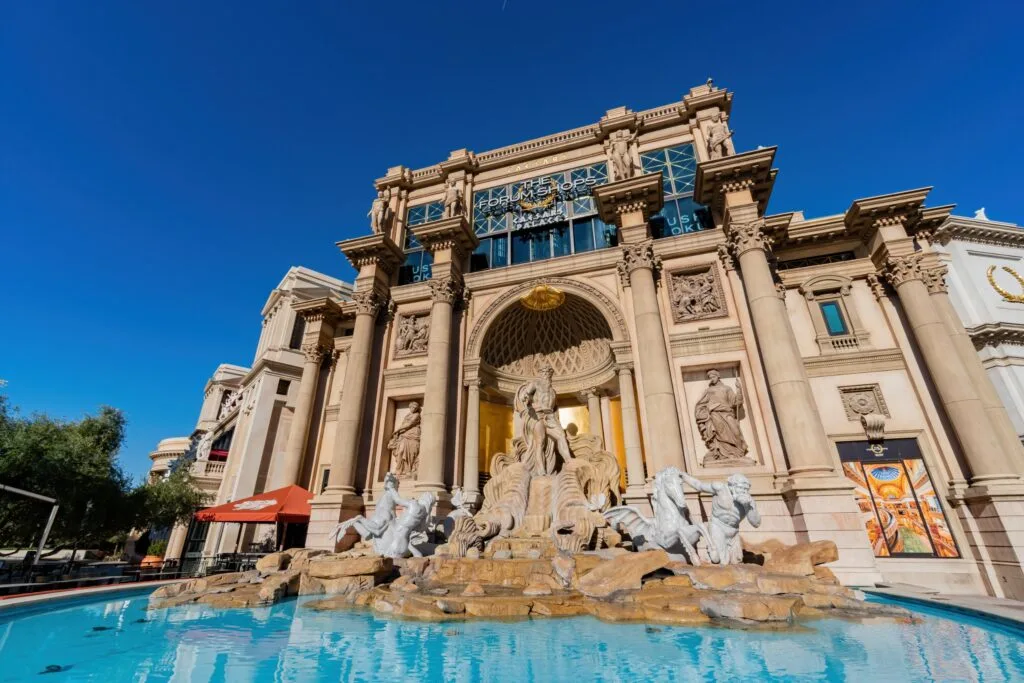 A Trevi Fountain replica outside Caesars Palace