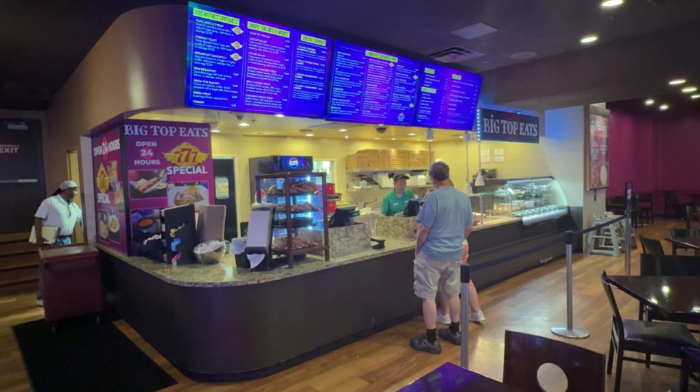 Exterior of the Big Top Eats restaurant counter.
