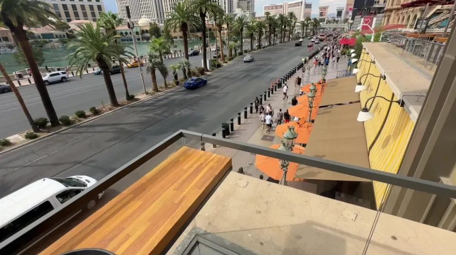 A view of the sidewalk below from Beer Park. 
