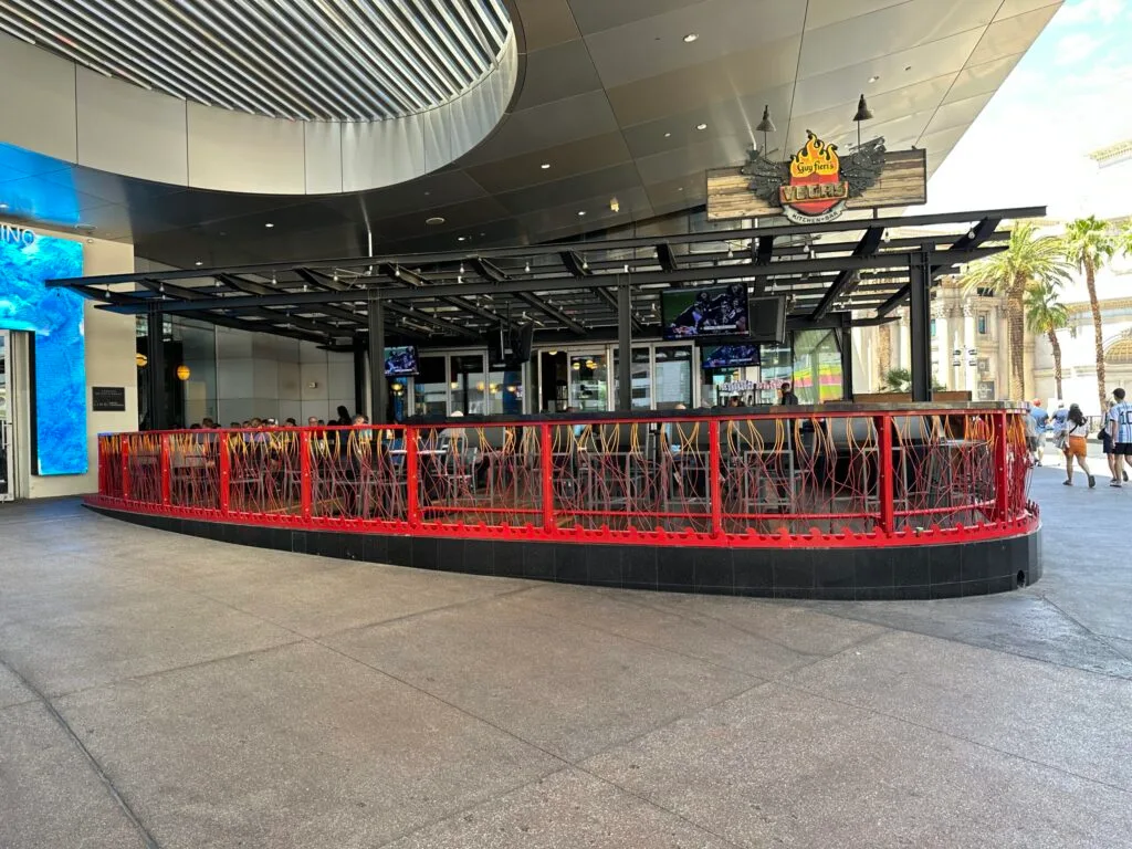 Outdoor patio seating at Guy Fieri's at LINQ.