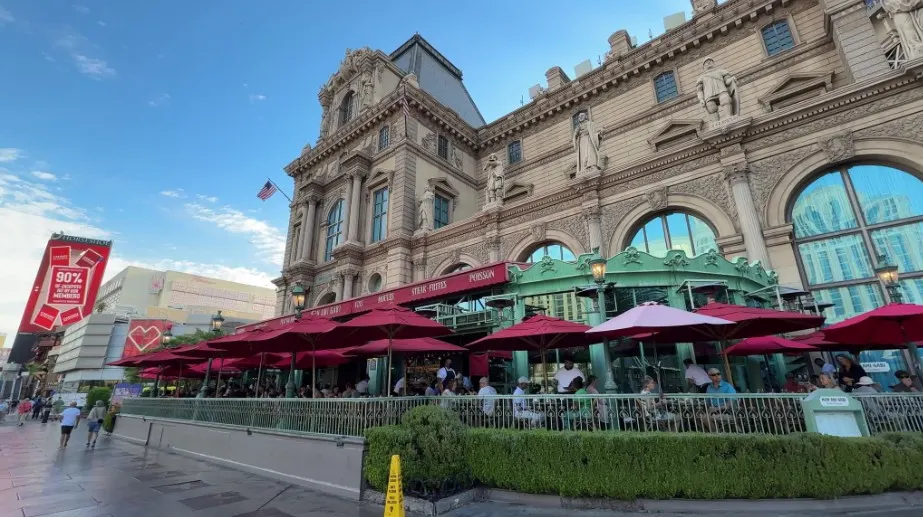 Exterior patio seating at Mon Ami. 
