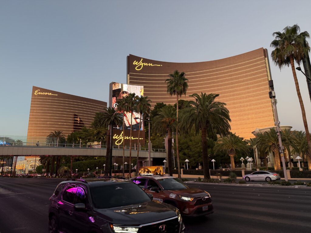 Wynn and Encore Las Vegas at dusk.