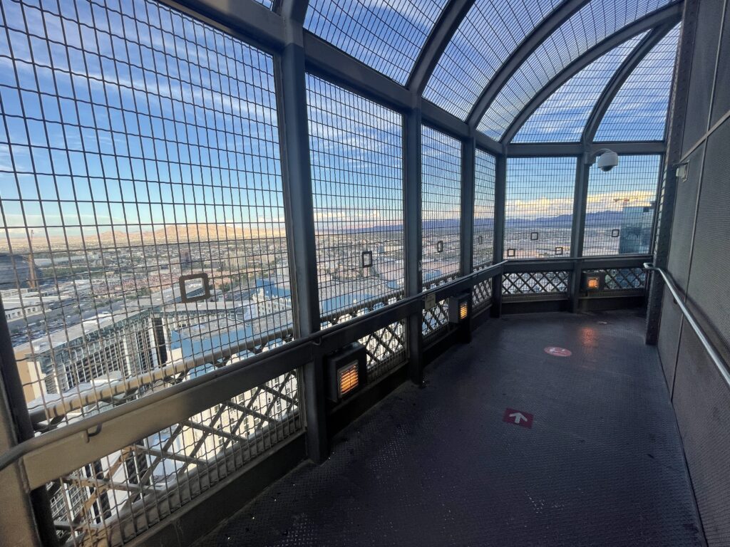 Eiffel Tower Viewing Deck with fencing surrounding it