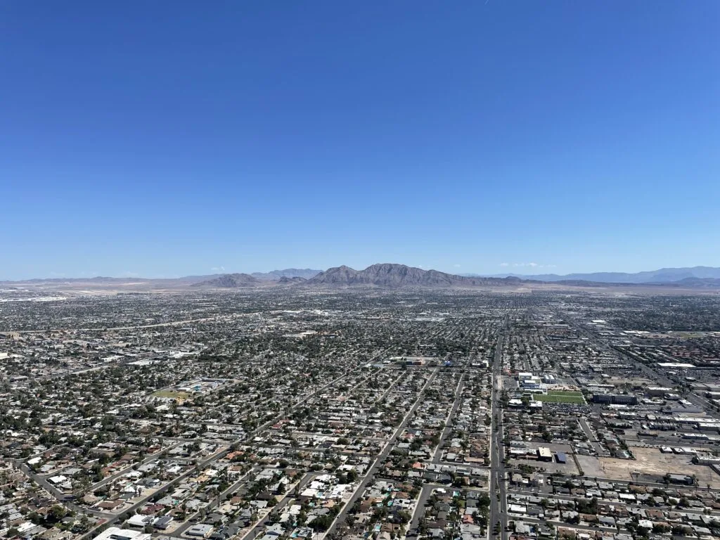 The Las Vegas valley with mountains in the background