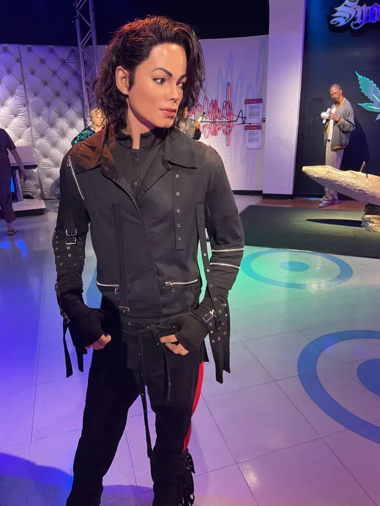 Michael Jackson posing in wax form.