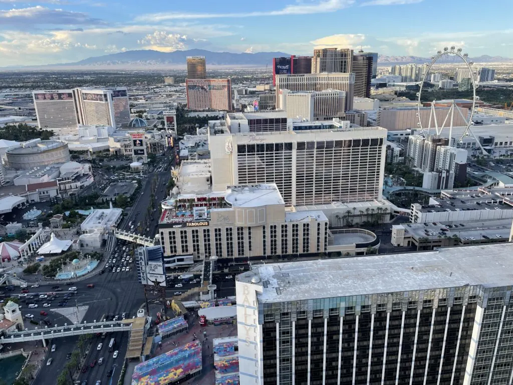 North Strip resorts viewed from the Eiffel Tower Observation deck.